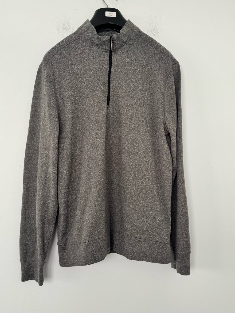 Greg Norman 1/4 Zip Pullover Sweater M Heather Grey Long Sleeve Golf Elbow Patch
